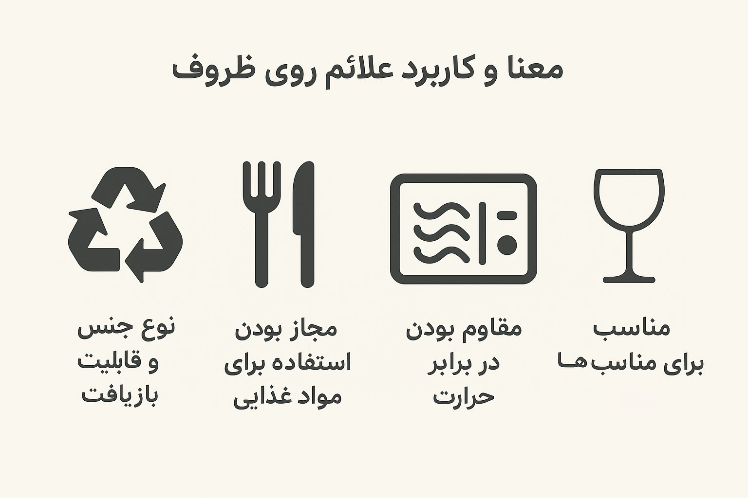 معنا و کاربرد علائم روی ظروف