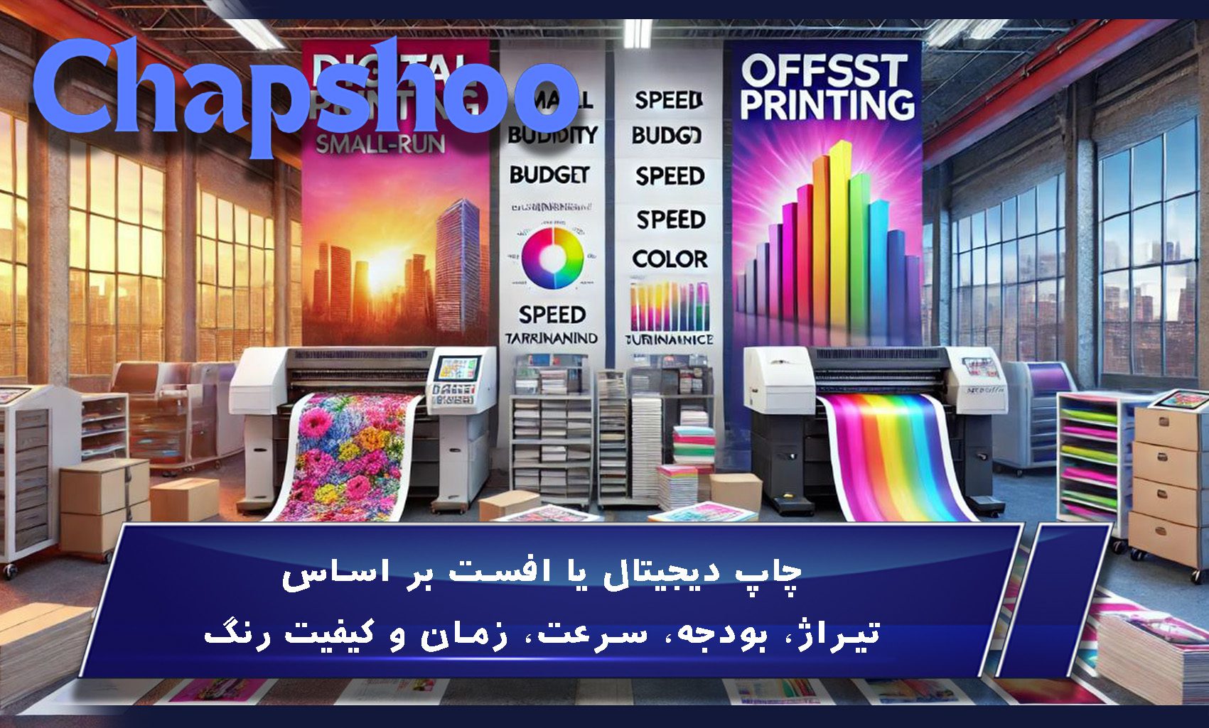 چاپ دیجیتال یا افست بر اساس تیراژ، بودجه، سرعت، زمان و کیفیت رنگ
